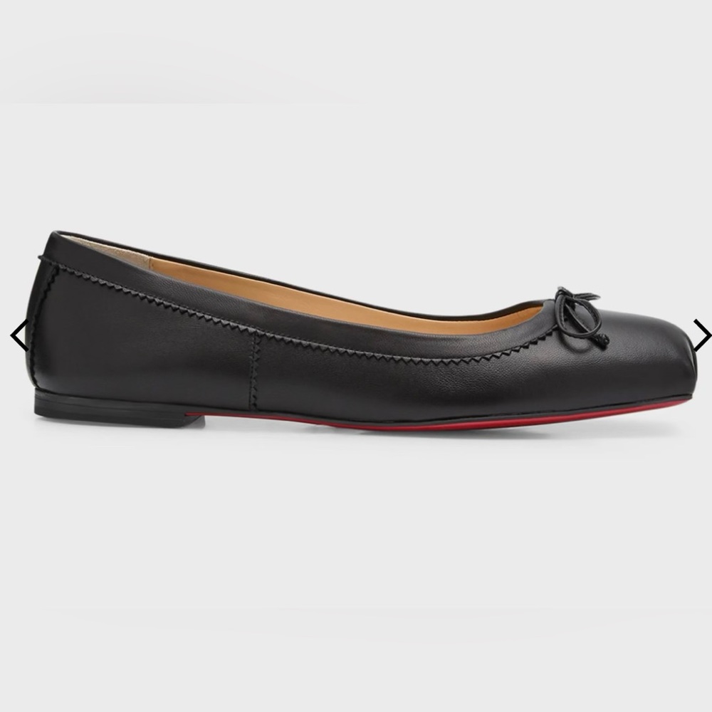 NEW!! Christian Louboutin Mamadrague Napa Bow Ballerina Flats in black - sz 39
